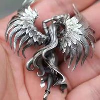 Vente chaude Papas Evil Angel Collier Vintage Argent Ange Couple Pendentif Cadeau pour Hommes et Femmes