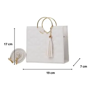 Borsa a Tracolla da Donna Gabina in Pelle Genuina Stile Fana con Manico Singolo, RFID, Zip, Motivo a Rombi e Nappa per Uso Quotidiano - Product Image 3