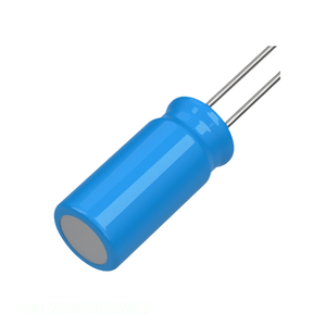 Condensateur à traversée de canal, fabriqué par le fabricant, en aluminium, 22 µF, 20 %, 63 V, radial, TH MAL203838229E3, 22 µF - Product Image 1