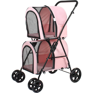 Carrito grande <span class=keywords><strong>de</strong></span> 4 ruedas <span class=keywords><strong>de</strong></span> lujo para correr, carrito <span class=keywords><strong>de</strong></span> viaje para mascotas, cochecito doble para perros gemelos para gatos <span class=keywords><strong>deportivos</strong></span>, 2 perros - Product Image 1
