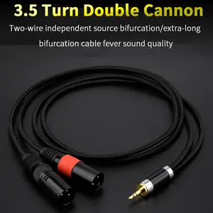 Alta calidad 3,5mm TRS Stereo <span class=keywords><strong>Jack</strong></span> macho a Dual <span class=keywords><strong>XLR</strong></span> 3pin macho Nylon Tricot Aux Audio Splitter Cable 3,5 a <span class=keywords><strong>XLR</strong></span> Cable - Product Image 2