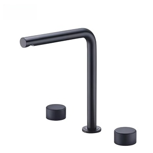 Grifo mezclador de caída de agua de baño cromado negro de diseño moderno, <span class=keywords><strong>grifos</strong></span> de lavabo ocultos termostáticos de dos funciones - Product Image 4