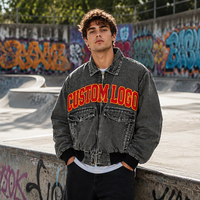 OEM Haute Qualité Personnalisé Homme Denim Trucker Oversize Zippé Tie-Dye Lavé Style Décontracté Boutons Brodés Décorations Imprimées