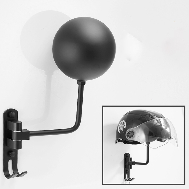 Space Aluminum Wall Mounted Garage Motorcycle Helmet Rack with Hanger Household Helmet Holder Helmet Display Rack