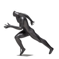 Maniquí Deportivo Masculino y Femenino de Cuerpo Completo en Fibra de Vidrio Negro Mate para Exhibición en Vitrinas