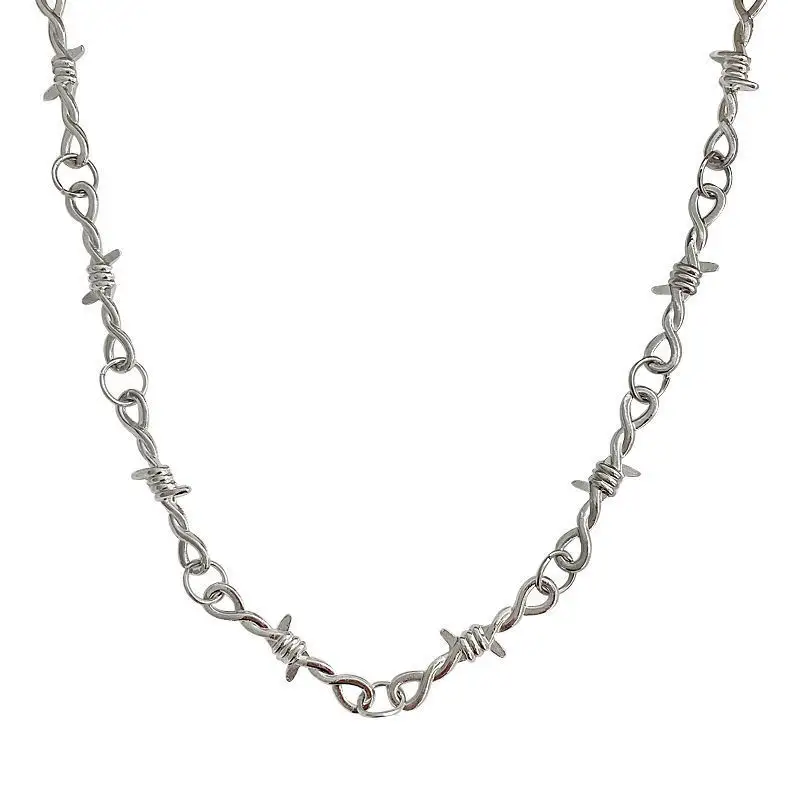 Heavy Duty Vorhänge schloss Choker Punk Gothic Dornen Spur Kette Halskette Stacheldraht Kette Halskette für Frauen