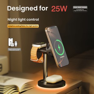Nuevo Dispositivo 2025, Ventilador de Enfriamiento Activo Multifuncional TEC, Estación de Carga Inalámbrica Rápida Magnética 3 en 1 con Luz Nocturna, Soporte de 25 W - Product Image 4