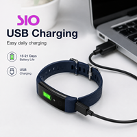 Bracelet intelligent avec écran tactile, podomètre, moniteur de fréquence cardiaque, tension artérielle, oxygène sanguin, suivi du sommeil, charge USB, autonomie de 15 à 21 jours
