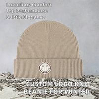 Gorro de Punto Acrílico Vintage Unisex con Logotipo Bordado Personalizado, Gorro de Invierno Cálido con Borde Reforzado, Ideal para Viajes y Playa