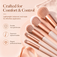 Ensemble de 13 pinceaux de maquillage professionnels avec sac, kit d'outils de beauté, fond de teint, fard à paupières, blush
