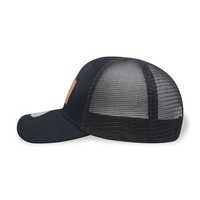 Gorra de camionero de estilo Richardson 112 con logotipo de parche de cuero de malla de algodón negro estructurado de moda de 6 paneles de alta calidad personalizada