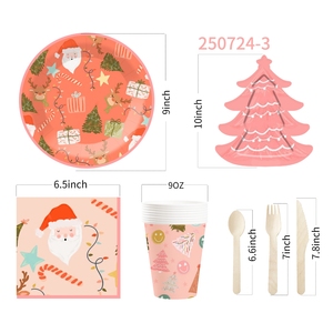 DAMAI New Creative Customized Christmas Tableware Set Include Paper Plate Cups and Napkins for Christmas Party Table Decoration - Product Image 6