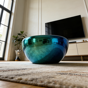 <span class=keywords><strong>Tavolino</strong></span> da Caffè Decorativo Nordico Blu Verde con Finitura Cromata, Sgabello Artistico Minimalista per Casa, Appartamento, Salotto, Piedistallo, <span class=keywords><strong>Tavolino</strong></span> d'Appoggio - Product Image 2