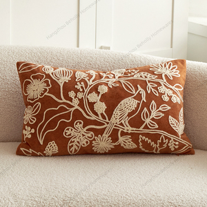 Nhà Máy Sang Trọng Giá Tùy Chỉnh 30X50Cm Hình Chữ Nhật Chim Ruồi Và Hoa Thêu Trang Trí Gối Trường Hợp Đệm Bao Gồm - Product Image 4