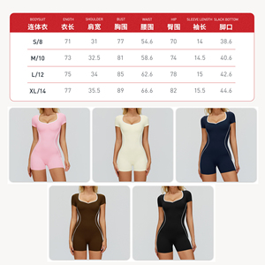 Mono Deportivo de <span class=keywords><strong>Yoga</strong></span> de Una Pieza para Mujer, Manga Corta, Espalda Descubierta, con Ribete en Contraste, Ropa Deportiva para Gimnasio, Personalizable OEM - Product Image 3