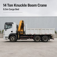 Grue à bras articulé pliable 14T montée sur camion, marque TOP, châssis 8x4, rotation à 360 degrés, robuste pour la construction