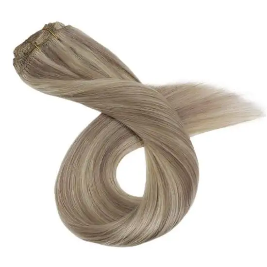 En gros vierge brésilienne soyeuse droite cheveux humains clip dans les extensions de cheveux remy cheveux humains