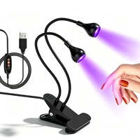 Lámpara UV de doble cabezal con clip para uñas, 4 niveles de intensidad regulable, secador de uñas portátil USB, venta al por mayor