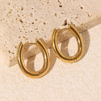 Boucles d'oreilles créoles géométriques en forme de U en acier inoxydable plaqué or 18 carats, étanches, inaltérables, hypoallergéniques Kaishee OEM ODM Vente en gros