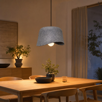 Lustre LED industriel pour plafond, en feutre PET, absorption acoustique, blanc chaud (3500K), corps rouge/gris, CRI 90, éclairage pour la maison et le bureau