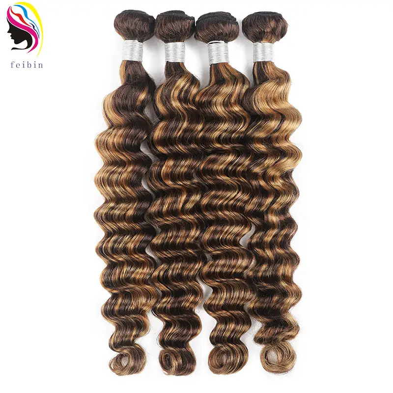 Loose Deep P4/27 Piano Highlight 100g Brazilian raw vietnamese indian virgin cuticle aligned Human Hair Weave Bundle