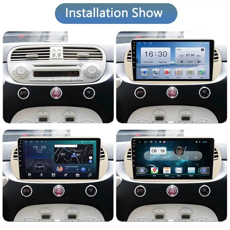 Radio multimedia con GPS para coche, radio con reproductor dvd, 1DIN, 4G, LTE, WIFI, estéreo, BT, pantalla IPS, DSP, para Fiat 500