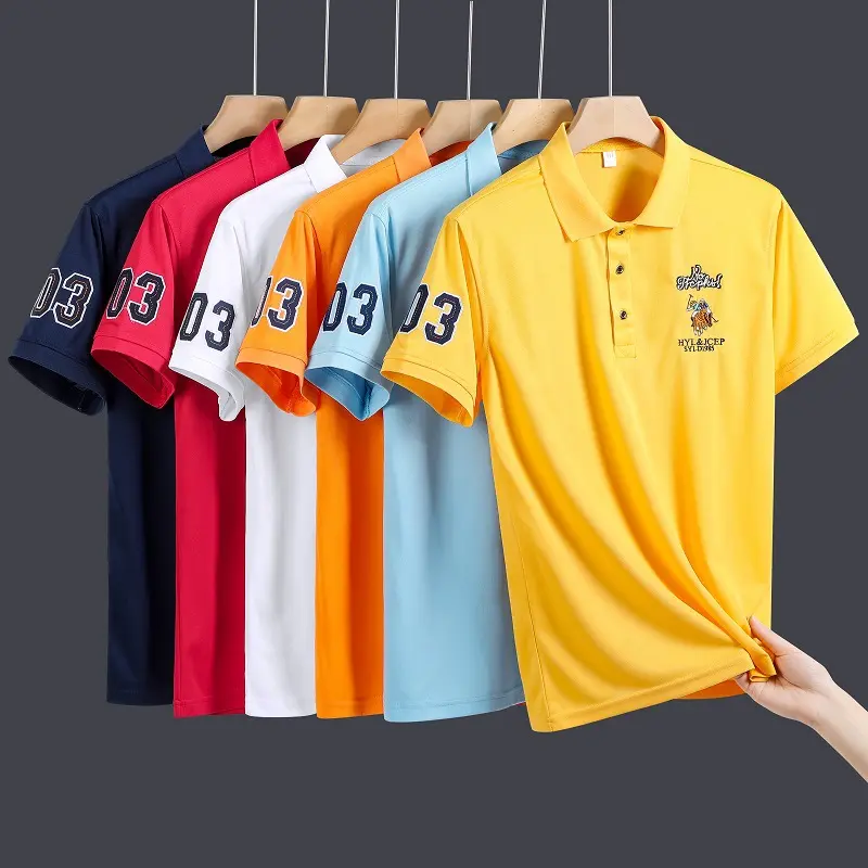 Wholesale Ready Stock High Quality Summer Pullover Embroidered Logo Polo Shirt Cotton Polyester t-shirt Men's Polo Shirts