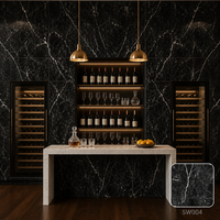 Panneau mural WPC en gros 900x2800mm 9mm, revêtement imperméable noir et blanc effet marbre pour hôtel et salon