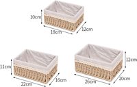 Ensemble de paniers de rangement avec couvercles - Paniers en corde de papier tressée avec doublure en coton, salle de bain, salon - Naturel et empilable