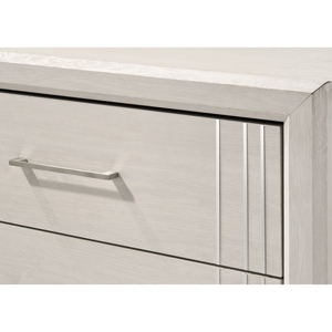 Mesita de Noche Contemporánea de Dos Cajones, Mueble de Madera en Color Blanco Beige - Product Image 4
