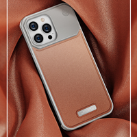 Étui de téléphone portable en cuir de luxe couverture de téléphone portable en métal sans cadre pour iPhone 16 15 14 Plus Pro Max