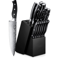 TOALLWIN Keukenmessen Damascus Patroon RVS Koksmessen Set Keukenmessen met Stand