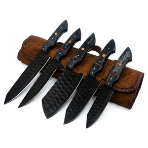Handmade Stainless Steel <b>Knife</b> <b>Set</b> -5 Pcs Kitchen <b>Knife</b> <b>Set</b> With Leather Roll Bag With Wooden Handle 100% High Quality - Product Image 1