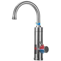 Robinet de cuisine à double usage avec écran LED, chauffage électrique instantané, acier inoxydable, moderne, eau chaude et froide, montage mural simple, douche
