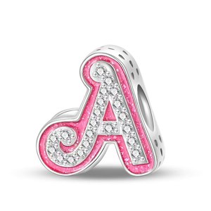Cuentas del alfabeto de la A a la Z para niñas - Dijes de diamantes de imitación rosa coqueta para pulseras DIY, compatibles con <span class=keywords><strong>Pandora</strong></span> - Product Image 6