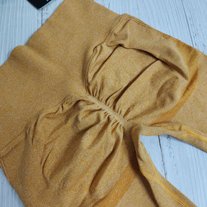 Leggings de yoga sans couture taille haute avec design froncé sur les fesses, longueur intégrale, couleur unie, spandex, nylon, pantalon de sport respirant, séchage rapide - Product Image 6