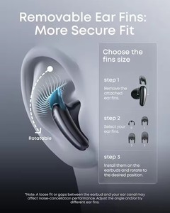 Soundcore by Anker Liberty Buds, Auriculares Semi-Intrauditivos, Cancelación de Ruido Adaptativa, Orejeras Extraíbles, Carga Rápida, Auriculares Inalámbricos BT - Product Image 6