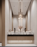 Armoire de toilette de salle de bain murale en contreplaqué de design moderne de luxe avec miroir
