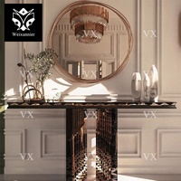 Console de table moderne de luxe en argent comptoir en marbre épais pour la maison hôtel salon décoratif meubles de maison de qualité pour l'entrée