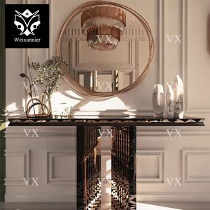 Console da tavolo in argento di lusso moderno <span class=keywords><strong>controsoffitto</strong></span> in marmo spesso per casa Hotel <span class=keywords><strong>soggiorno</strong></span> decorativo <span class=keywords><strong>ingresso</strong></span> di qualità mobili per la casa - Product Image 4