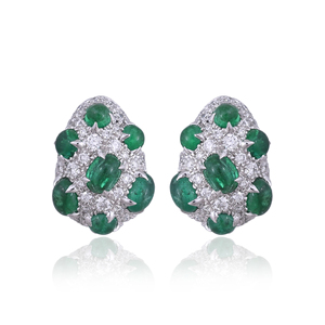 Pendientes de tuerca con engaste de bisel chapados en oro de 14K y cabujones de esmeralda, joyería de lujo para uso diario, bodas y fiestas - Product Image 6