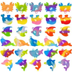 Juguete Antiestrés Personalizado - Llaveros con Forma de Animales Marinos, Llaveros de Silicona con Burbujas para Apretar, Juguete Mochi - Product Image 1