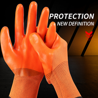 Oranye 300 #   Sarung Tangan PVC Setengah Celup, Tahan Lama, Tahan Air, Minyak, Asam-Alkali untuk Pekerjaan Industri
