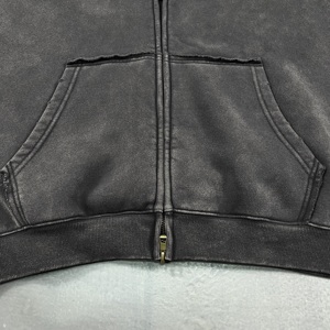 เสื้อฮู้ดดี้ทรงโอเวอร์ไซส์ ผ้าฝ้าย 100% สไตล์วินเทจ ขอบดิบย้อมสีแบบย้อมเสื้อผ้า ลุคเรโทร ซิปคู่ กันลม รุ่น Autumn - Product Image 4