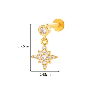 Yw G23 Titan & Thép Đá Quý Labret Lip Bar Nhẫn Cubic Zircon Hoa Tai Sụn Vòng Xoắn Ốc Xỏ Vít Phù Hợp Với Top 16G - Product Image 4