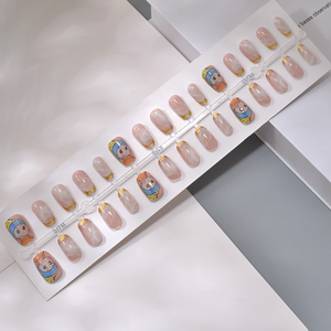 Dessin animé perle fille complet <span class=keywords><strong>camée</strong></span> ongles pièces oeil de chat portant des ongles à la mode ABS préfabriqué ongles pour les doigts en gros - Product Image 1