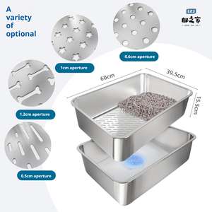 Bac à litière double couche en acier inoxydable-Tamisage et filtrage pour des soins plus propres et hygiéniques pour les animaux domestiques - Product Image 4