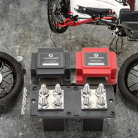 400A 48VDC Bloque de terminales de barra colectora modular dual Bloque de distribución de batería de perno M8/M10 de cobre de 4 vías para uso automotriz
