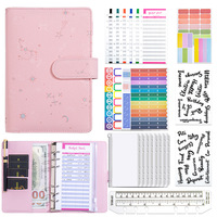 Sampul Buku Catatan Kulit PU Kustom Multifungsi A6 Planner 6 Cincin Emas Binder Anggaran Penghemat Uang Binder Dompet Binder