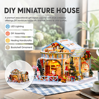 Kit de bricolage miniature pour maison de poupée, Noël, artisanat en bois, métal, plastique, papier, lumière LED, puzzles 3D en bois, cadeau